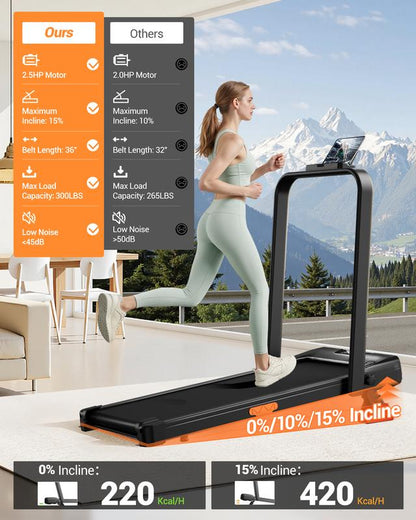 Umay SF10 Tapis de course pliable avec inclinaison de 10%/15% et vitesse maximale de 12 km/h